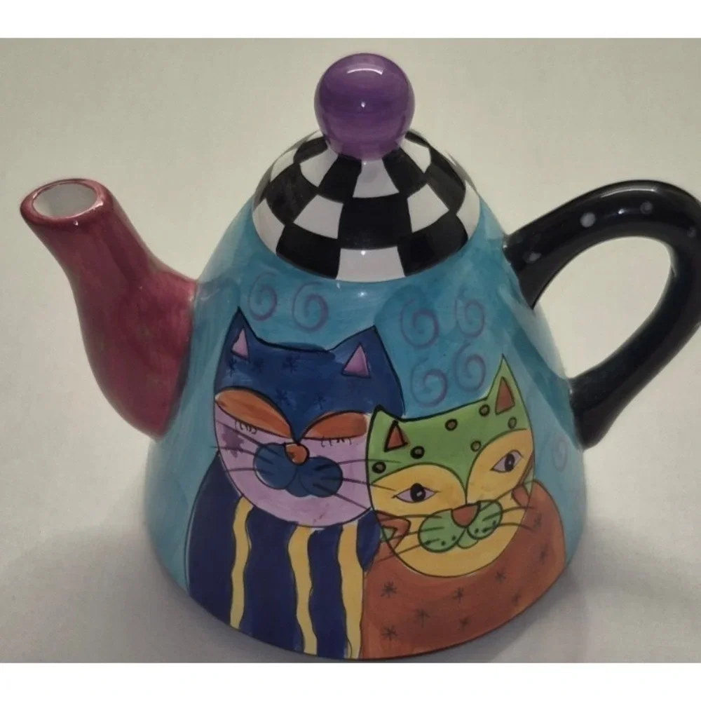 VTG‎ Collectible Milson & Louis Ceramic hand painted teapot whimsical cat art